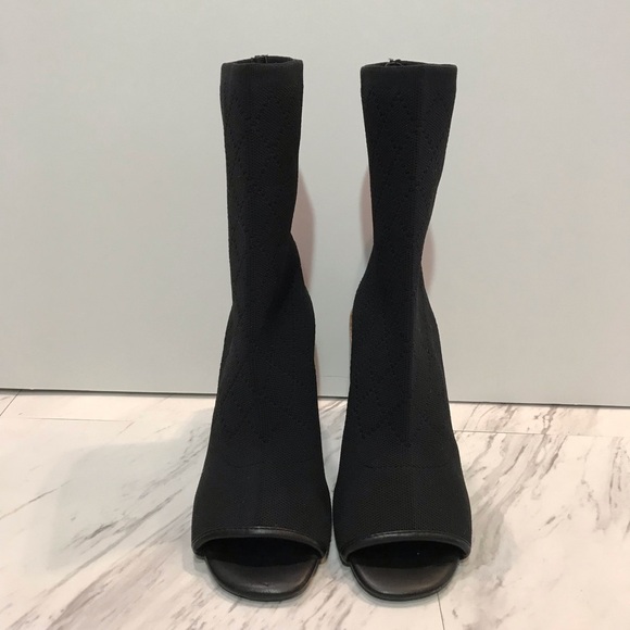 Kelsi Dagger Macey Knit Peep Toe Black Sock Bootie - Picture 2 of 9